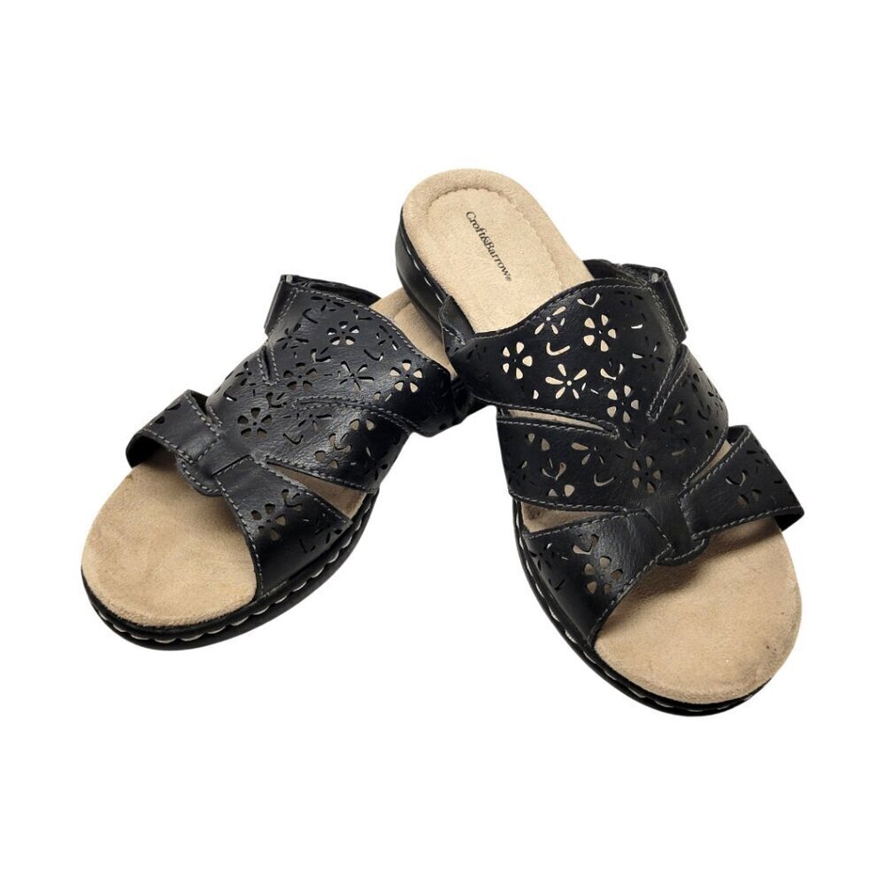 CROFT & BARROW Womans BLACK Slip Slide On Shoes Mules NON SLIP size 8